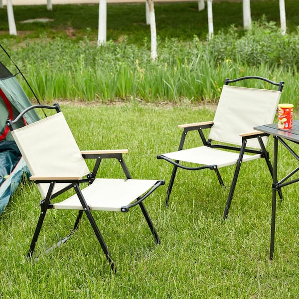 Angel Sar 2-Piece Padded Folding Outdoor Beige Chair