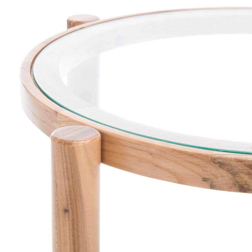 Karyna 22.5 in. Natural Round Glass End Table - thumbnail 5