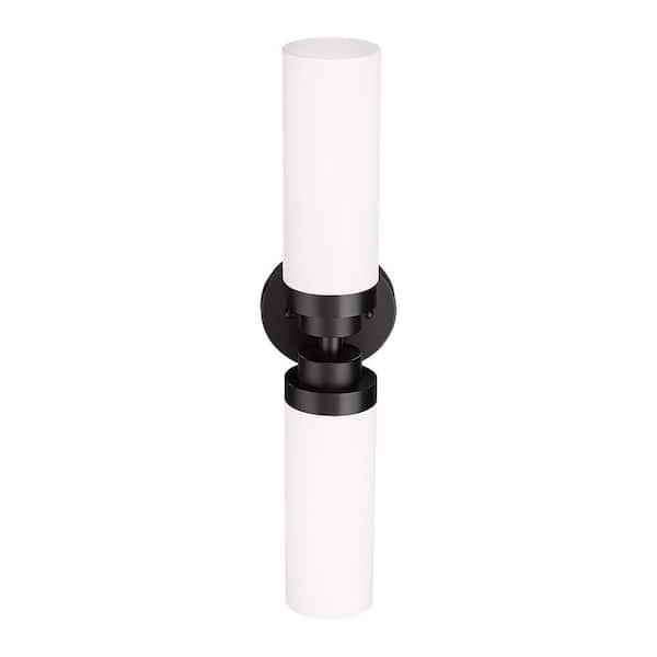Ahfiwaso Trending 4.72 in. 2-Light Black Modern Smart Home Wall Sconce with Millk Glass Shade
