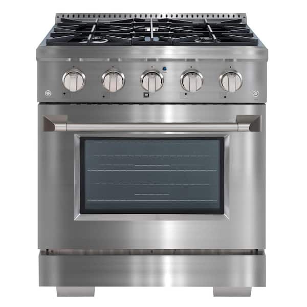 Ancona 30 in. Dual Fuel Range with Gas Stove and Electric Oven with 4 Burners and Convection Oven in Stainless Steel