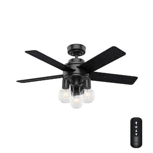 Hardwick 44 in. LED Indoor Matte Black Ceiling Fan with Light Kit and Remote Control