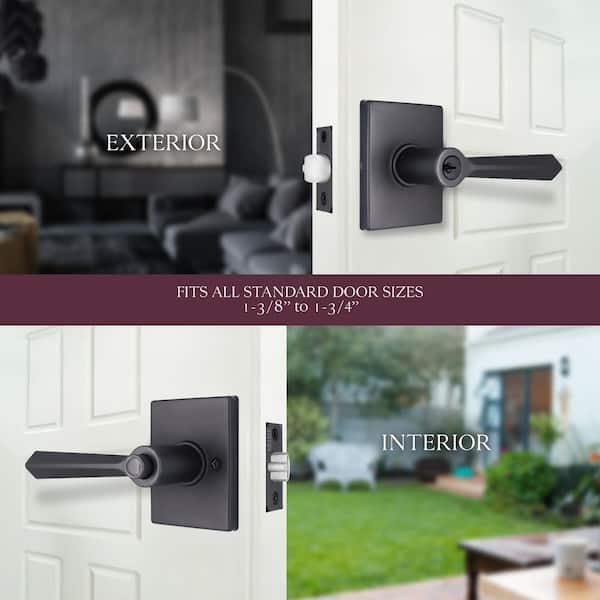 Wilshire Gun Metal Keyed Entry Door Lever Featuring Dual Keyway with Rectangle Rose