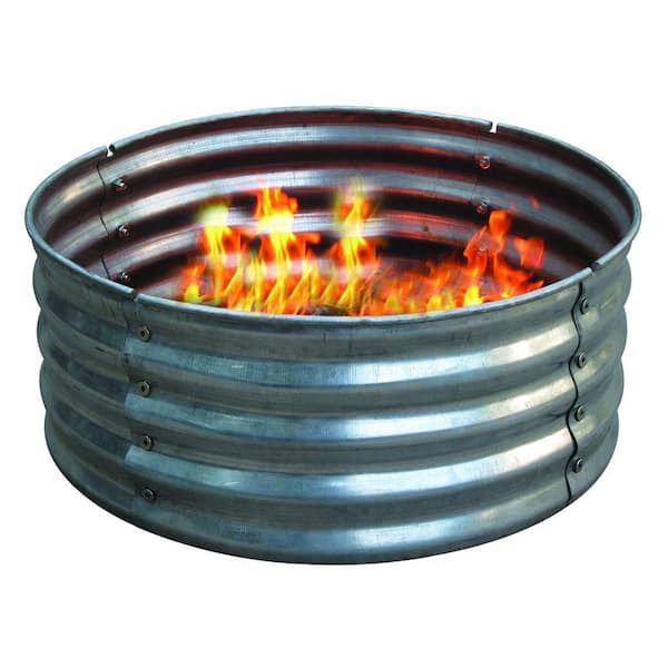 30 In Round Galvanized Steel Fire Pit, Can I Use Galvanized Tub For Fire Pit