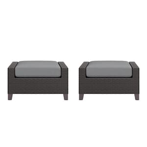 Patio Gray Metal Skye Ottoman with Cushion (Set of 2)