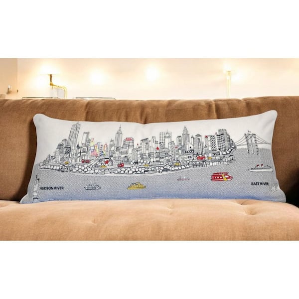 HomeRoots Cream Solid Polyester 14 in. x 35 in. Throw Pillow