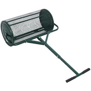 24 in. Green Steel T-Shaped Handled Peat Moss Standard Spreader for Planting Seeding,Lawn and Garden Care