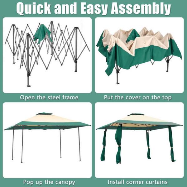 Clihome 13 ft. x 13 ft. Pop Up Gazebo Tent Double-Tier Roof