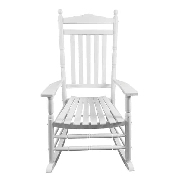 HOTEBIKE Wooden Outdoor Rocking Chair for Balcony, Porch, White