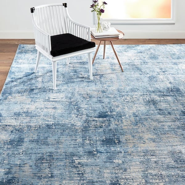 Melrose Lorenzo Blue/Grey 6 ft. x 9 ft. Abstract Area Rug