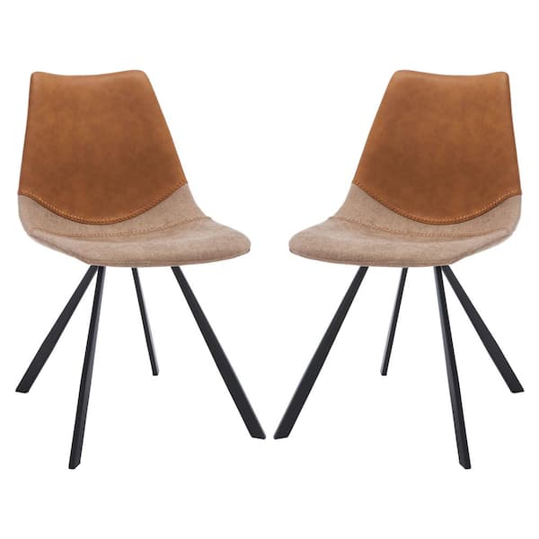 SAFAVIEH Greer Cognac/Black 18 in. Wood Dining Chair Set of 2