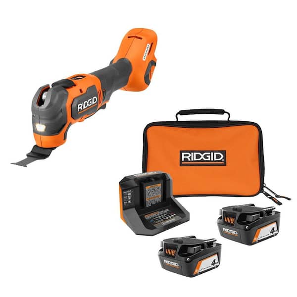 RIDGID 18V Brushless Cordless Multi-Tool with 18V (2) 4.0 Ah