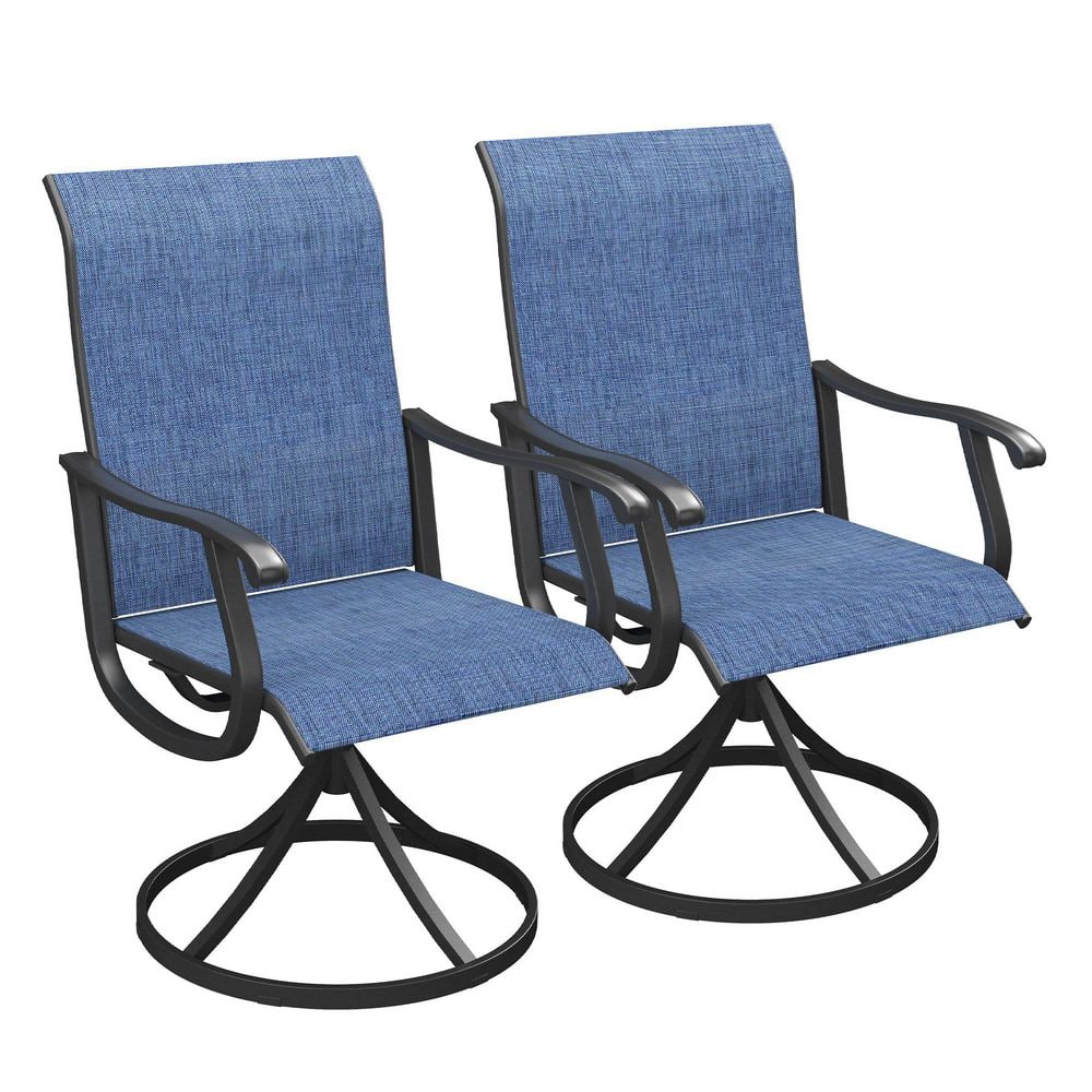 Blue Swivel Patio Chairs, 360° Outdoor Dining Chairs with Metal Frame and Blue Sling Fabric (2-Pack) price history on PriceWatchPro