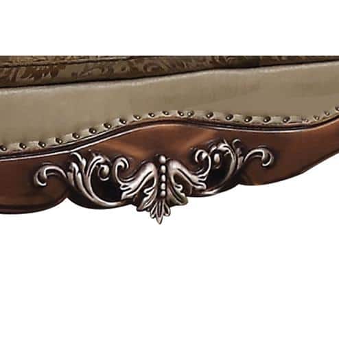 Latisha Tan Floral Fabric Loveseat with Nailhead Trim