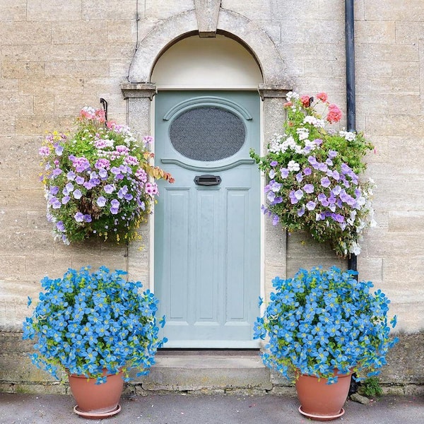 13.8 in. Blue Indoor/Outdoor Artificial Assorted Flowers