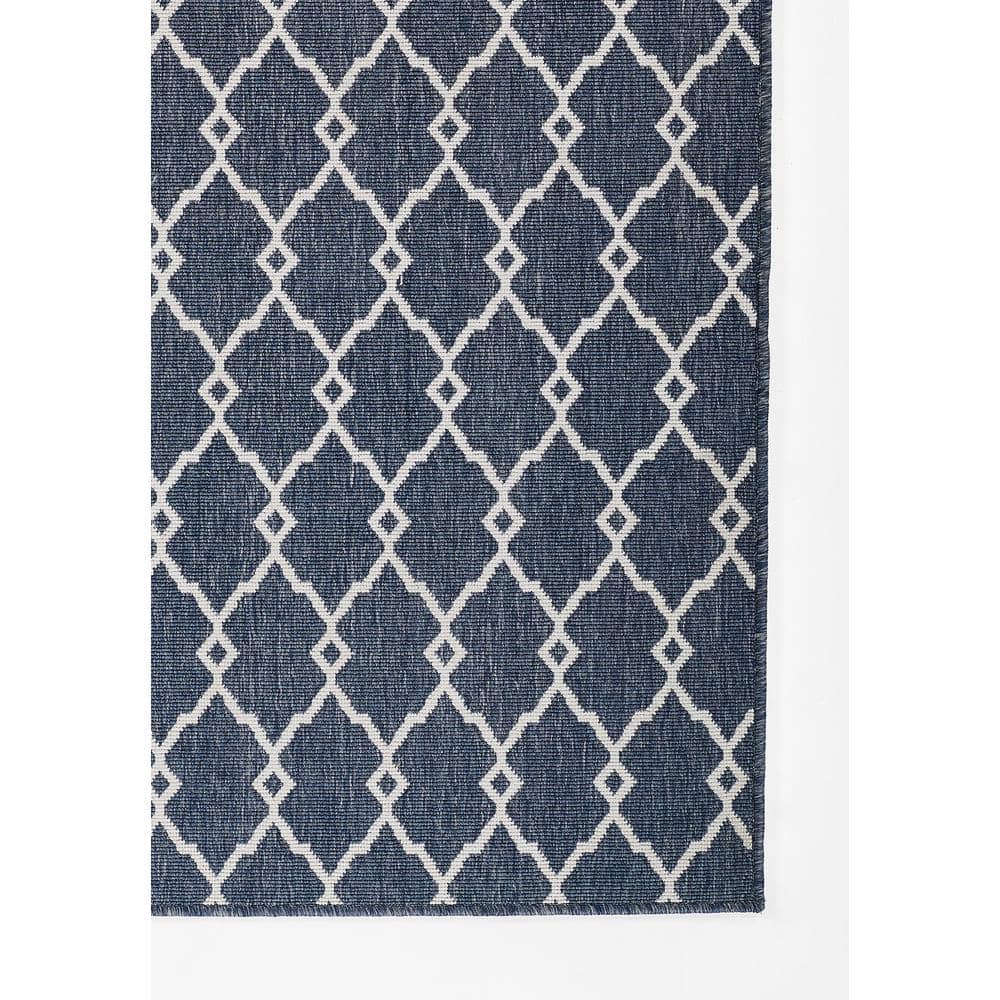 Nautical Navy Stripes and Icons Easy-Care Synthetic Area Rug 6'7" x 9'6"