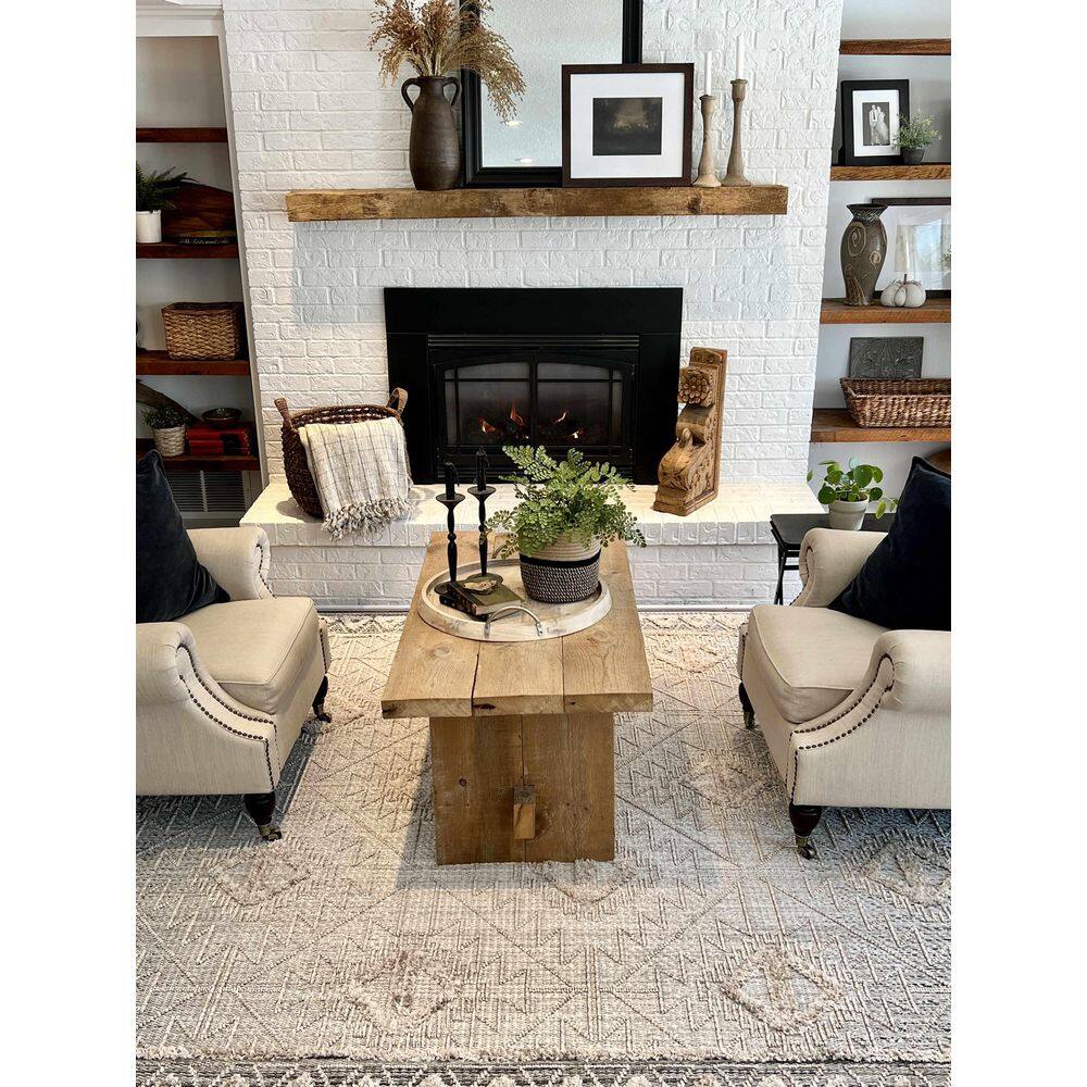 Agoo Charcoal and Cream High-Low Pile Runner Rug