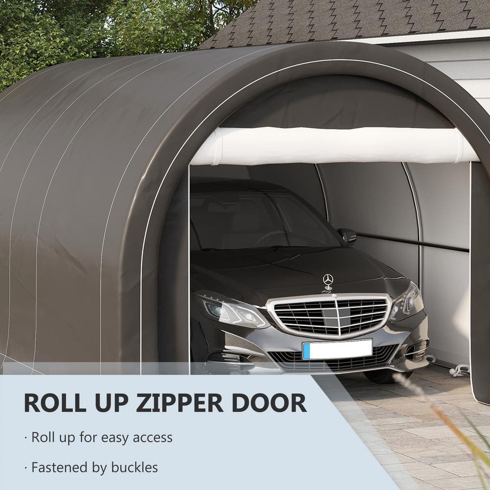 Gray 10' x 16' Portable Carport Storage Tent