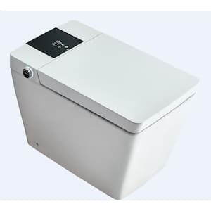1-Piece 1.32 GPF Dual Flush Square Smart Toilet in White