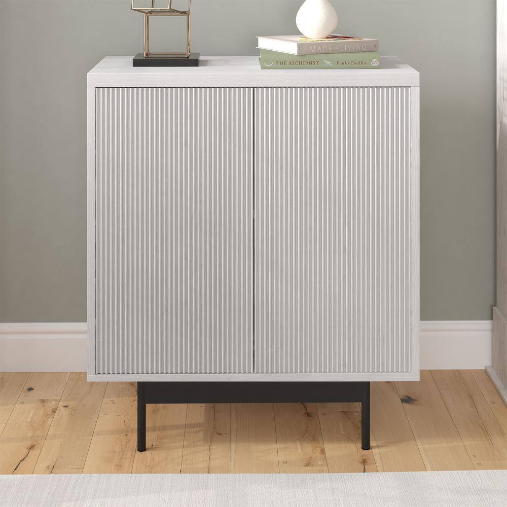 Whitman 28" White Ridged MDF Accent Cabinet with Adjustable Shelving