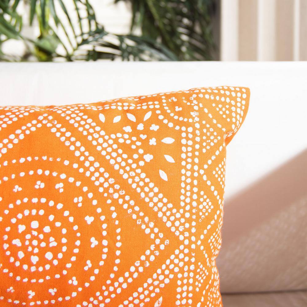 Valenti Bohemian Orange Cotton Rectangular Pillow