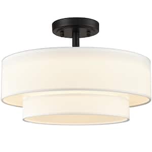 18.11 in. 0-Light Black Flush Mount with No Glass Shade and No Light Bulb Type Included (1-Pack)
