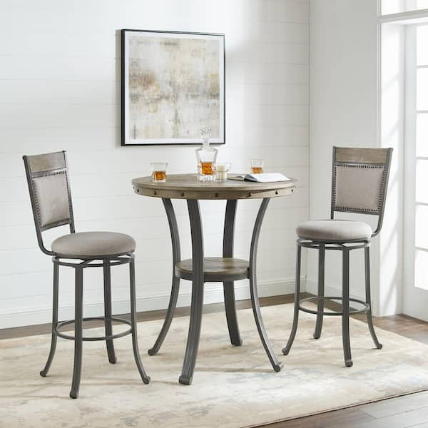 metal and wood pub table set