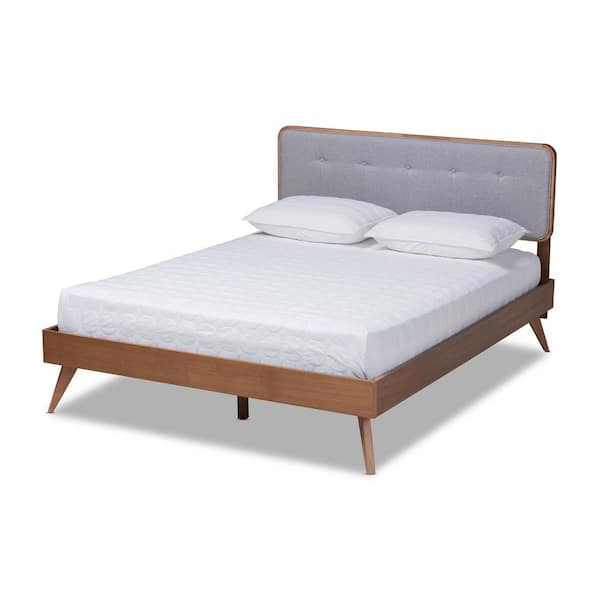 Baxton Studio Dilara Gray and Walnut King Platform Bed