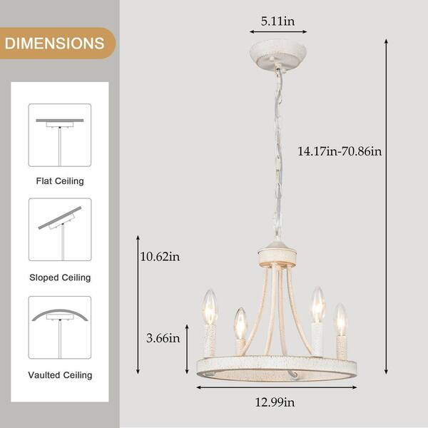 その他 wawa ZJVAIVE 4-Light Vintage White Candle Design Circle Iron