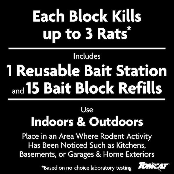 Rat and Mouse Killer Child and Dog Resistant, Refillable Station, 4 Packs each containing 1 Bait Station with 15 Refills