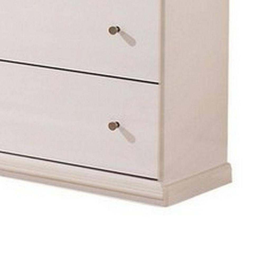 Vick 63" White Wood 6-Drawer Wide Dresser with Pewter Knobs