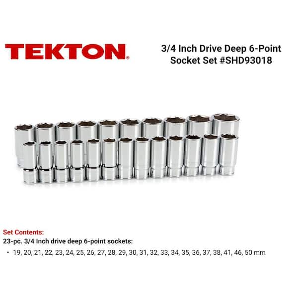 3/4 in. Drive Deep 6-Point Socket Set, 19 mm - 50 mm (23-Piece)