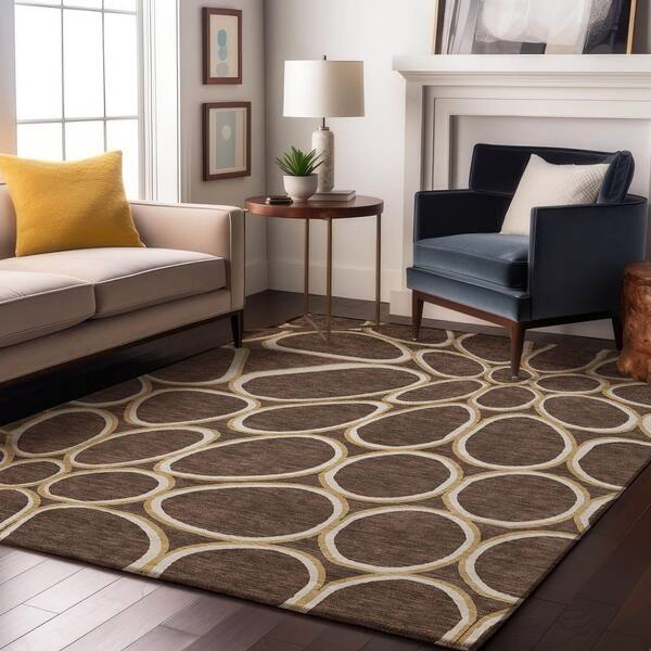 Mayfield Premium Machine Washable Abstract AMF1041 Brown 3 ft. x 5 ft. Area Rug