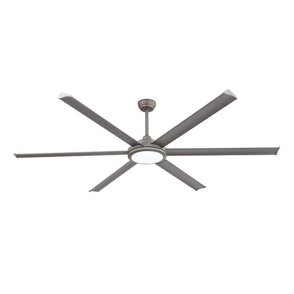 80 in. (6.7 ft.) 6 Aluminium Blades Indoor Ceiling Fan with Integrated LED and Remote Control, Charcoal Gray