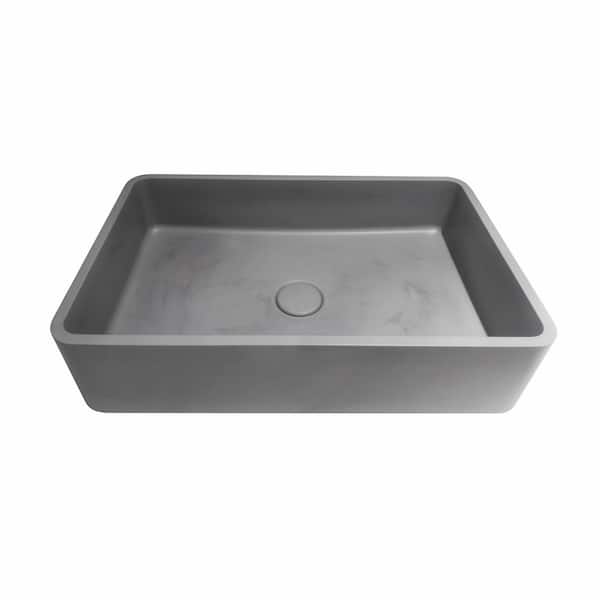 Moray 19.68 in. Concrete Vessel Rectangular Modern Bathroom Sink in Gray