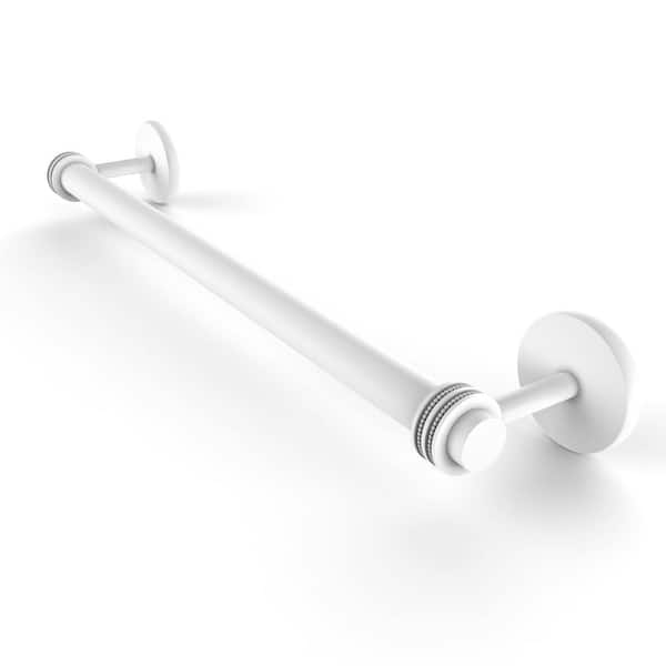 Satellite Orbit Two Collection 36 in. Wall Mounted Single Towel Bar in Matte White with Dotted Detail