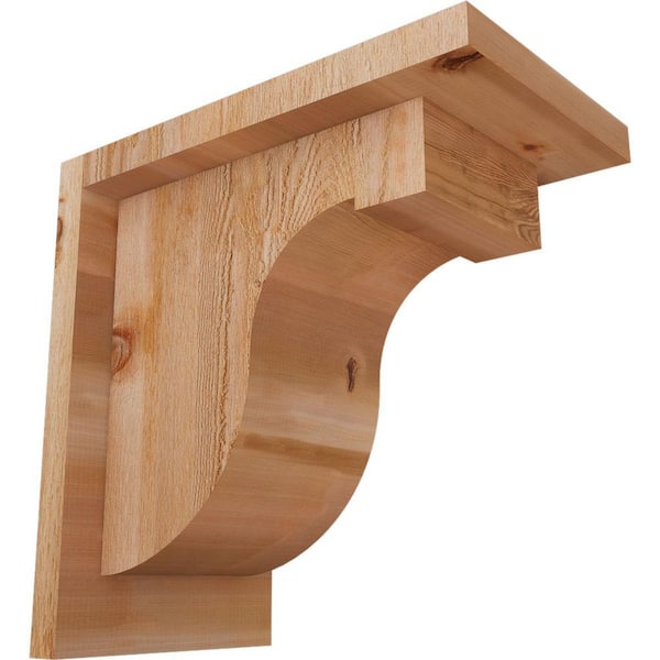 Ekena Millwork 6 in. x 10 in. x 10 in. Western Red Cedar Del Monte Rough Sawn Corbel with Backplate