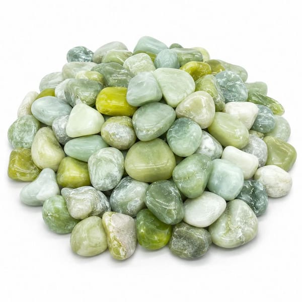 0.5 cu. ft. Decorative Green River Rocks 1-3 in. Polished Stones 40lb Bag for Landscaping Walkways Gardens Potted Plants