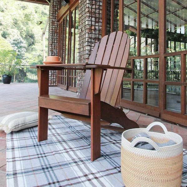Juni Mahogany Wood Natural Brown Adirondack Chair Free Tray Table
