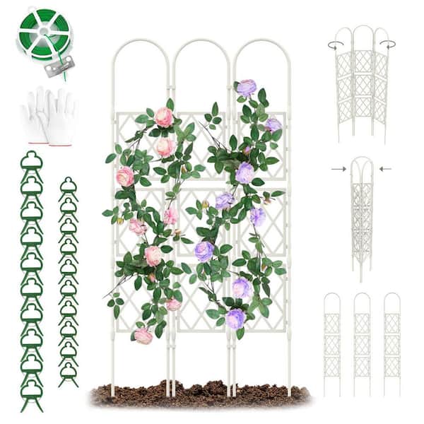 MOEPISY 6.5 FT Tall PE-Coated Metal Pipes Plant Support Frame, Adjustable and Rustproof Privacy Screen Wall Trellis Fence