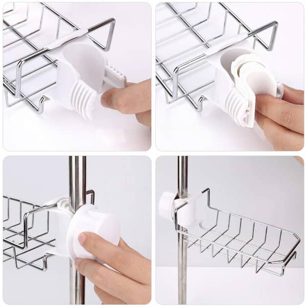 Kitchen Sink Caddy Organizer Over Faucet Sponge Holder, Stainless Steel  Heavy Duty Thickening Hanging Faucet Drain Rack 