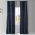 Native French Linen 50 in. W x 108 in. L Room Darkening Curtain, Navy Blue (1 Panel)