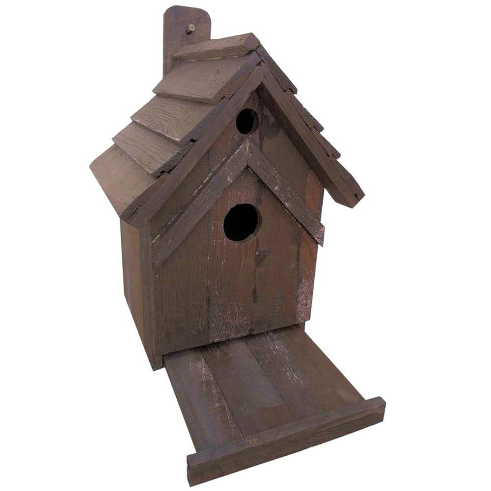 Rustic French Oak Wood Wall Mounted Bird House