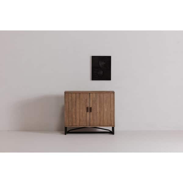 Camille Natural Pine 33 in. Accent Cabinet with 1 Shelf and Stainless Steel Base