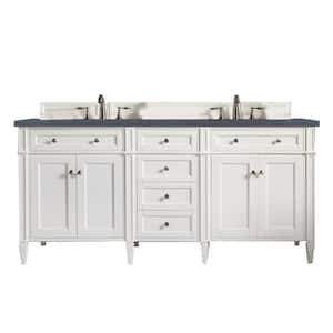 Brittany 72.0 in. W x 23.5 in. D x 34 in. H Double Bath Vanity in Bright White with Charcoal Soapstone Quartz Top