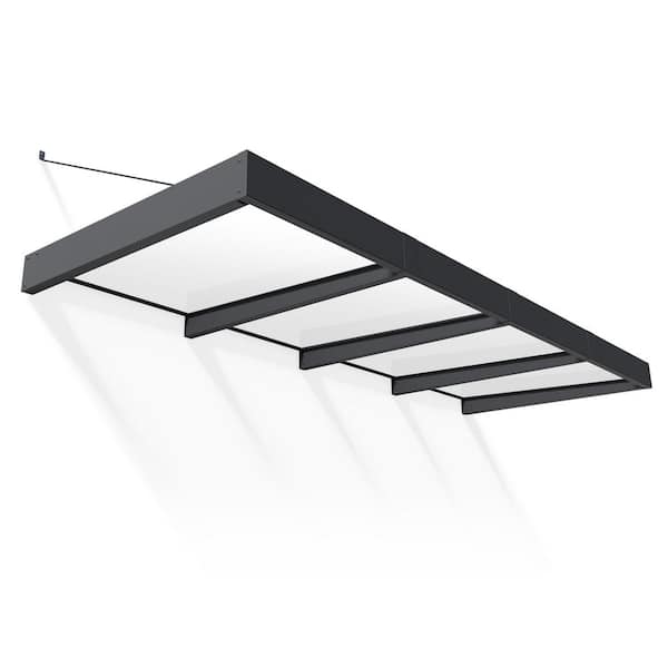 Sophia 5 ft x 13 ft. Gray/White Opal Door and Window Awning