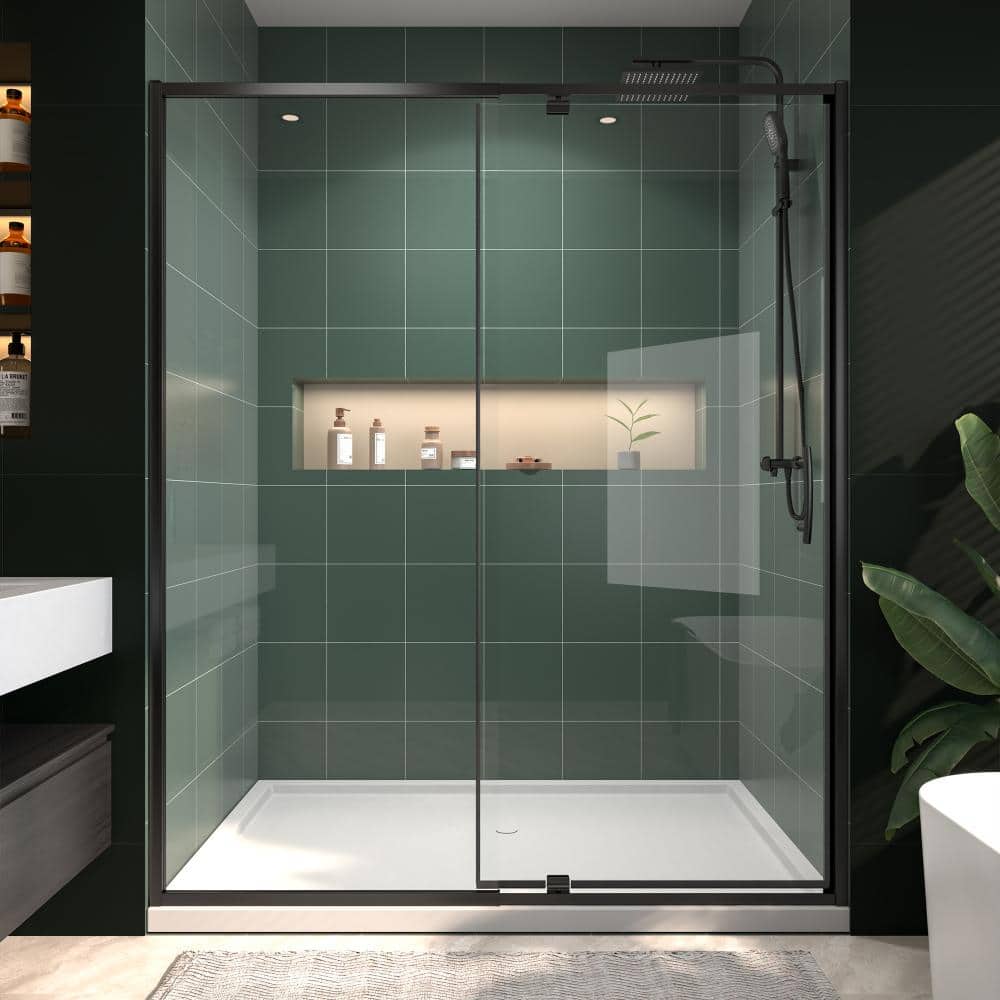 56 - 60 in. W x 71 in. H Pivot Swing Framed Shower Door in Matte Black with Clear Tempered Glass price history on PriceWatchPro