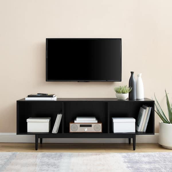 CROSLEY FURNITURE Liam Black Large Record Storage Console Cabinet