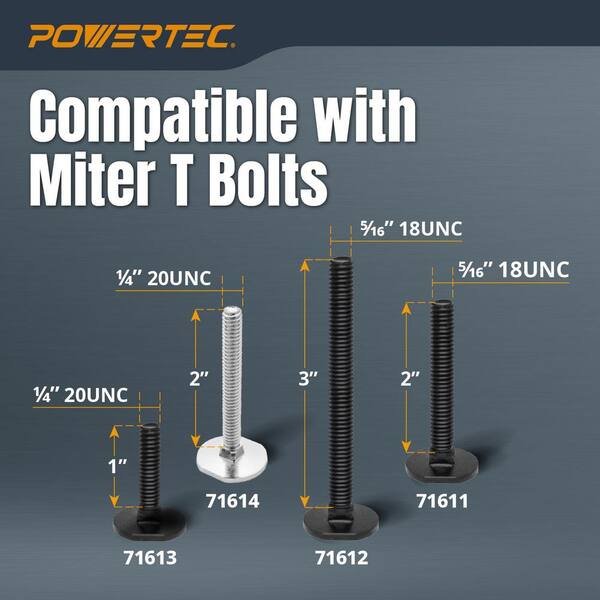 POWERTEC 71816 48-Inch Aluminum Miter T-Track With 10-PC Miter T