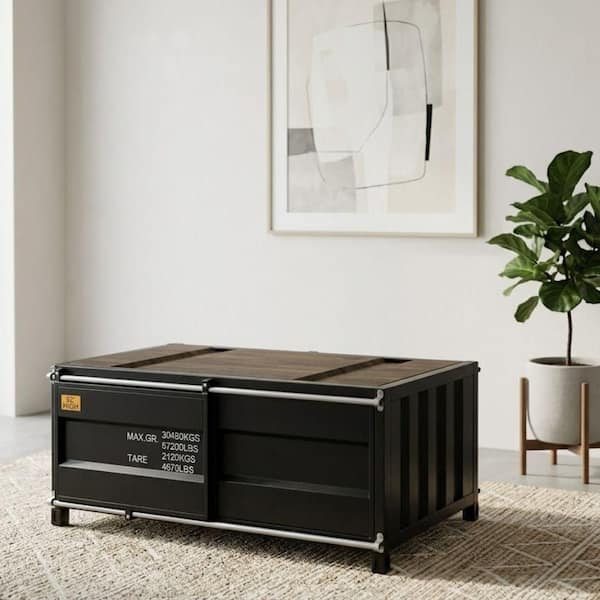William's Home Furnishing Kobe 47 in. Sand Black Rectangle Metal