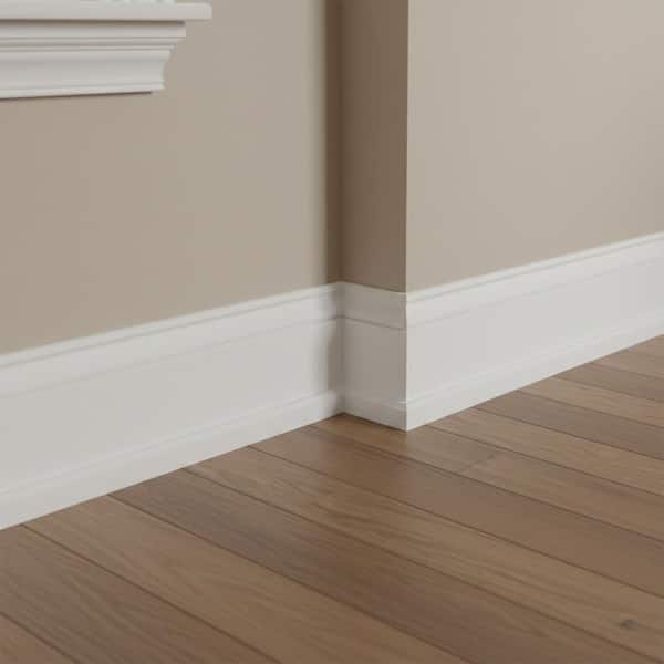 5163 9/16 in. x 5 1/4 in. x 96 in. Primed Finger Jointed Baseboard Moulding (1-Piece − 8 Total Linear Feet)